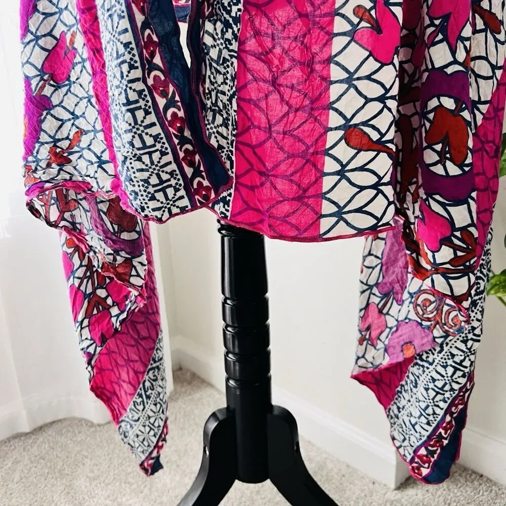 Beautiful Pink Colorful Floral Soft Flowy Boho Cozy Romantic Wrap - Picture 4 of 5